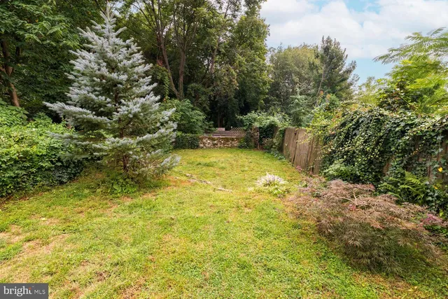 a view of a yard with swimming pool