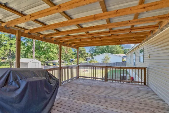 a view of a wooden deck