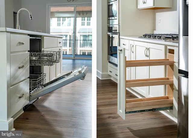 a kitchen with stainless steel appliances a stove and a refrigerator