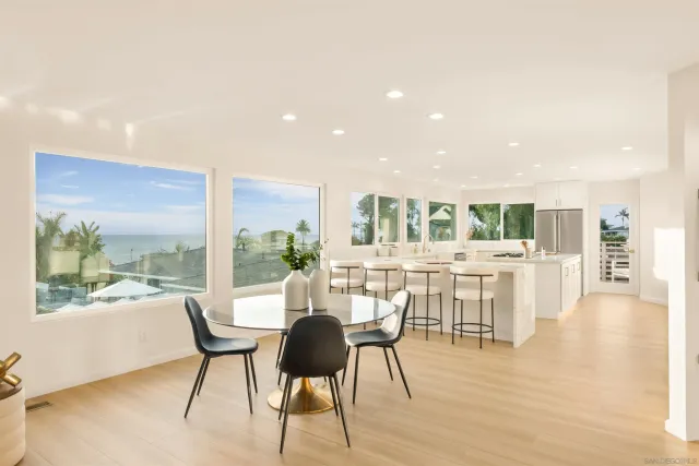 a kitchen with counter top space and appliances