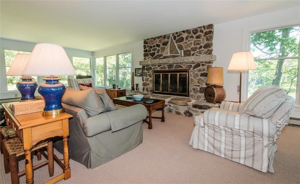 38-40 Wolf Road Boothbay, ME 04537 - Photo 15 of 34 The living room with custom stone...