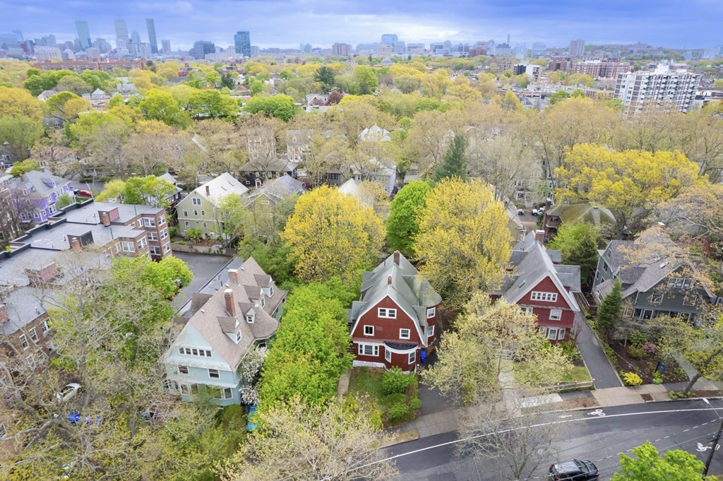 85 Naples Road Brookline, MA 02446 - Photo 18 of 19 an aerial view of swimming pool outdoor seating and yard