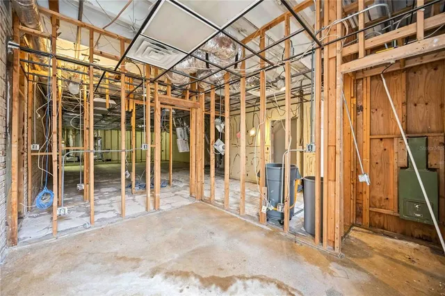 a view of a porch with a backyard