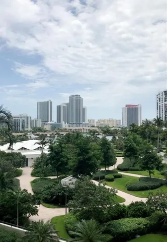 a view of a lake with a city