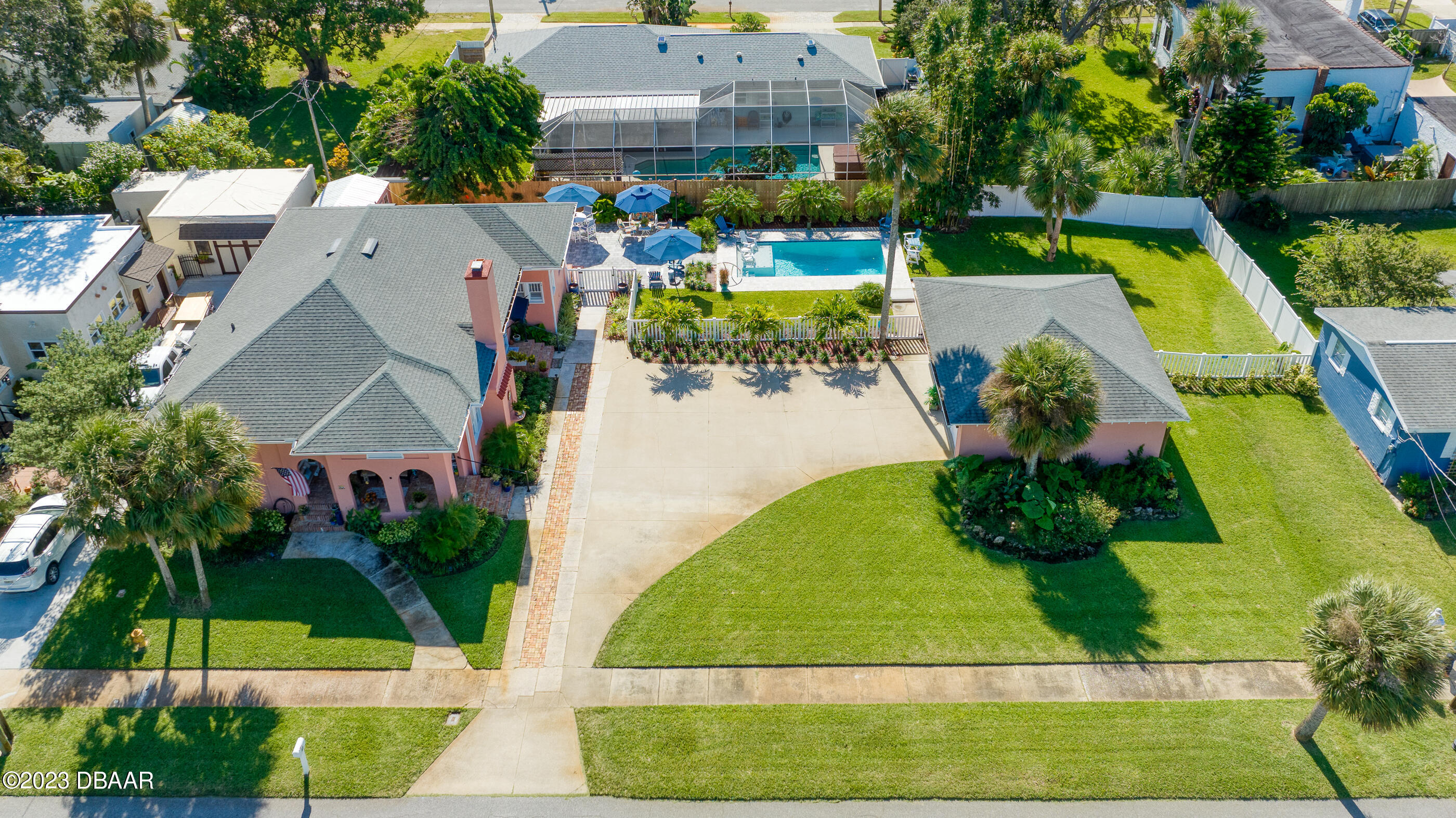 an aerial view of a house