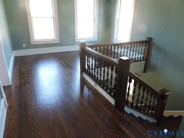 wooden floor with windows
