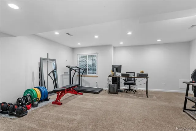 a view of a room with gym equipment