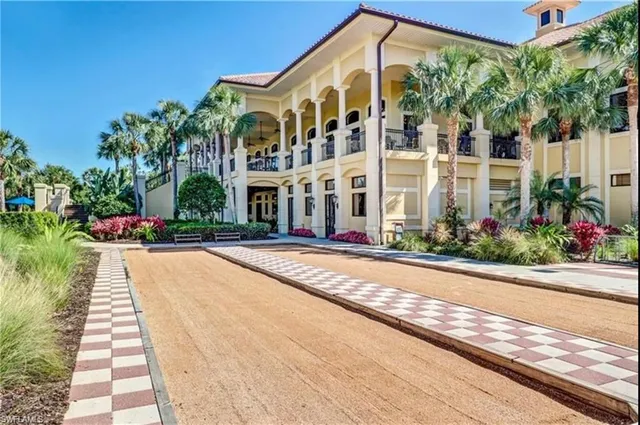 a view of a building with a large window