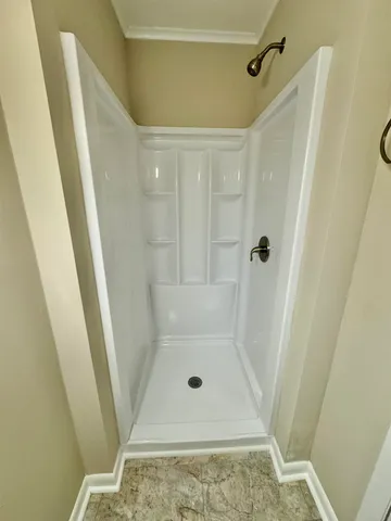 a bathroom with a tub
