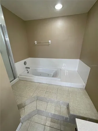 a bathroom with a bathtub