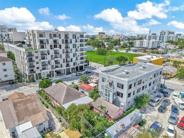 a view of a city with tall buildings