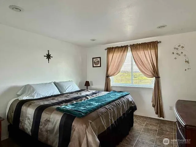 a view of wooden floor with a lake