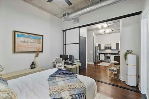 a room with furniture and a chandelier