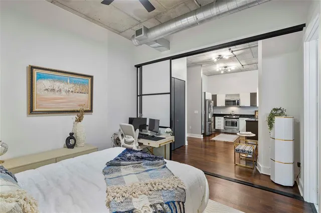 a room with furniture and a chandelier