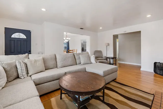 a living room with furniture