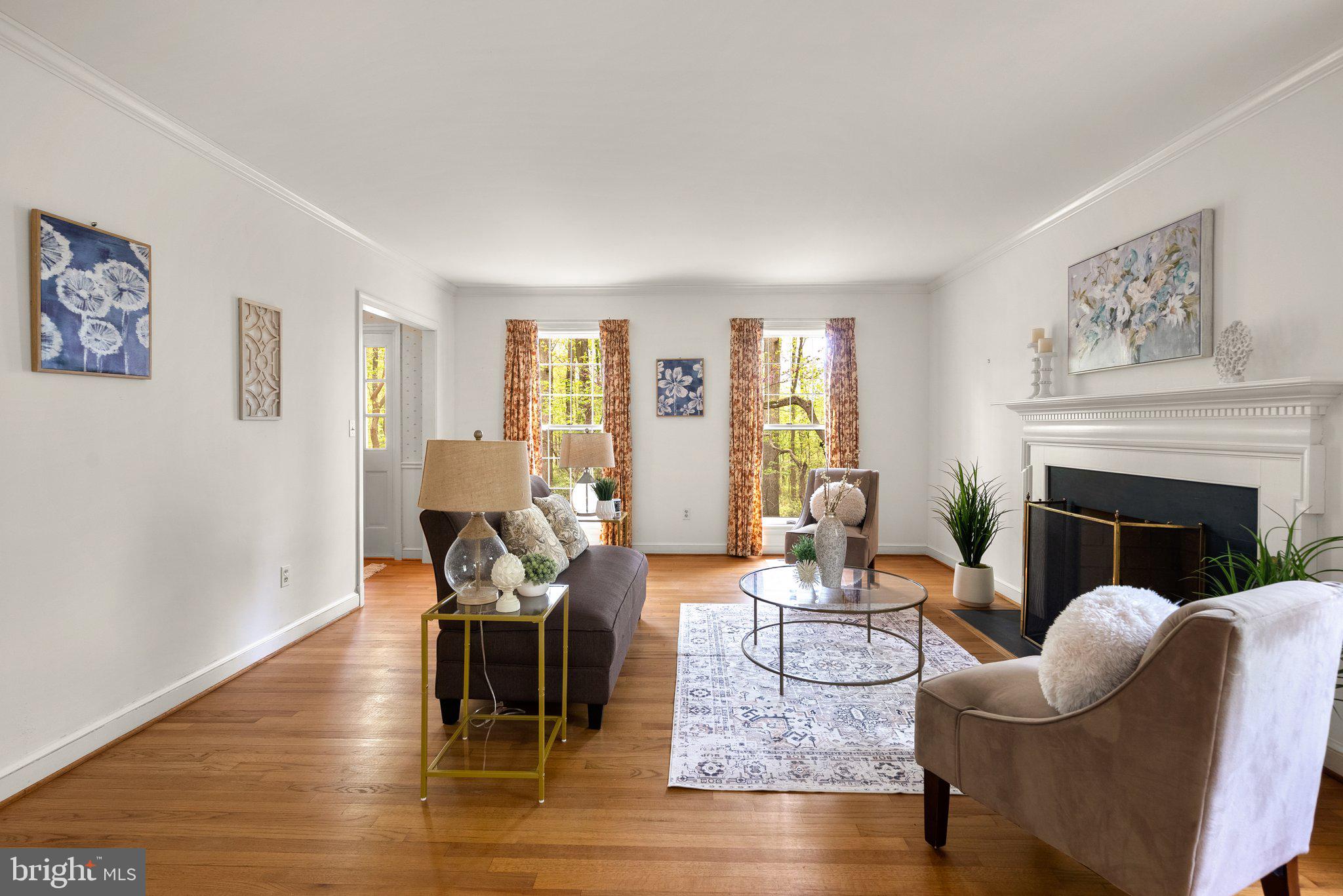 4811 Olney Laytonsville Road Olney, MD 20832 - Photo 5 of 63 a living room with fireplace furniture and a wooden floor