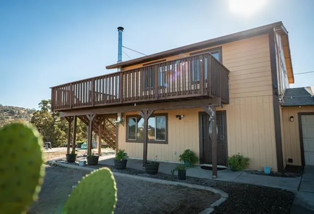 a view of city and wooden floor
