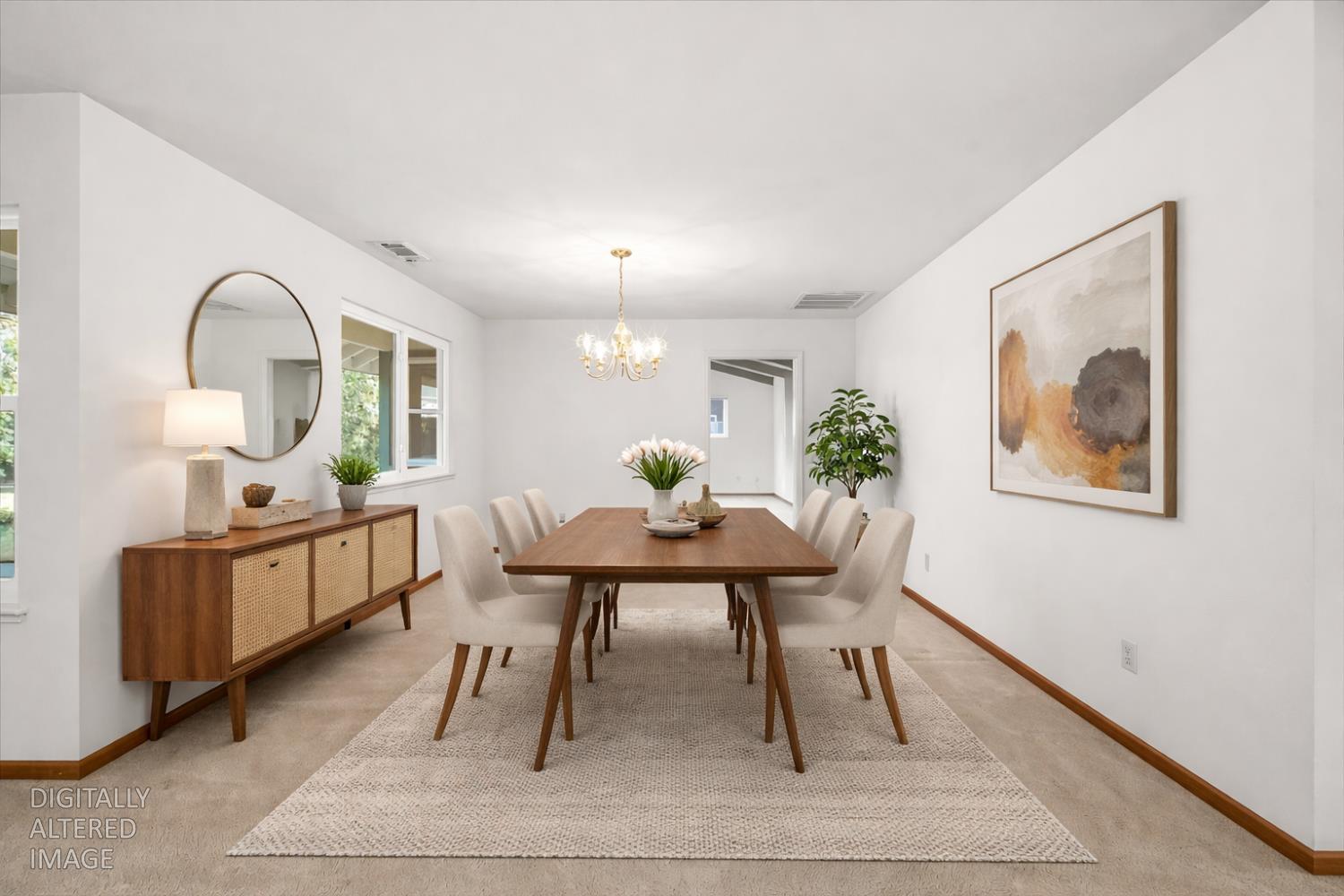 363 Diamond Oaks Road Roseville, CA 95678 - Photo 11 of 51 A formal dining room space with a backyard view is a design focal point that blends interior elegance with the natural landscape. Digitally altered to show furniture placement options.