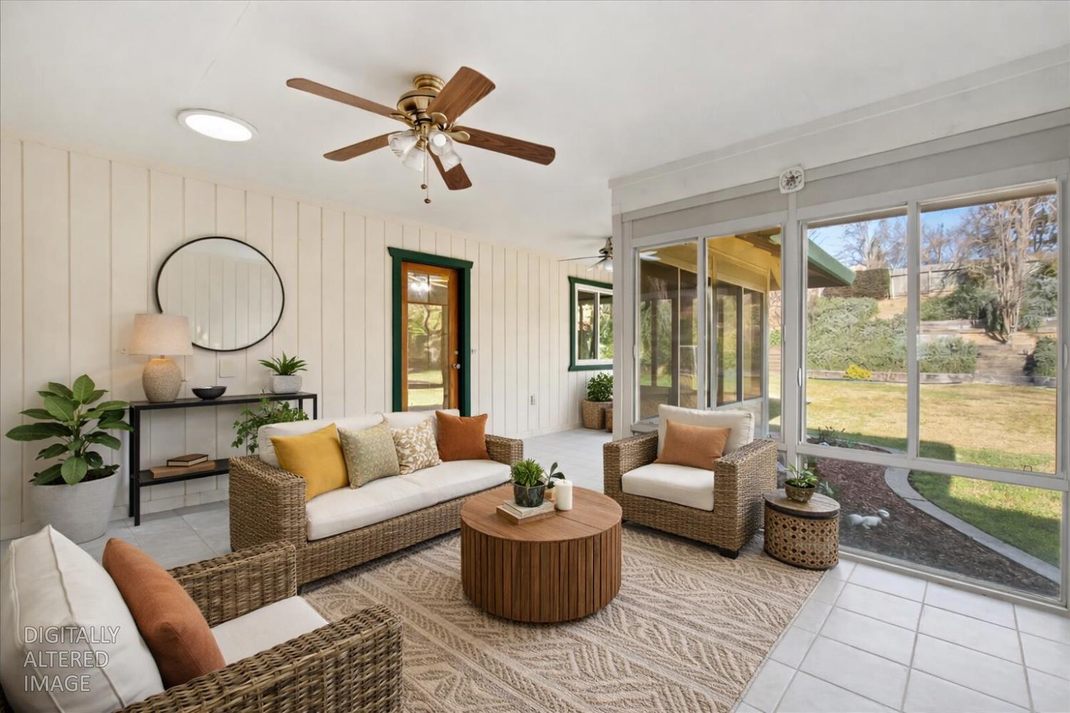 363 Diamond Oaks Road Roseville, CA 95678 - Photo 37 of 51 A fluid transition space: this expansive enclosed patio features private portals to the primary suite, the main living area, and the backyard. Digitally altered photo for furniture/flexible use options.