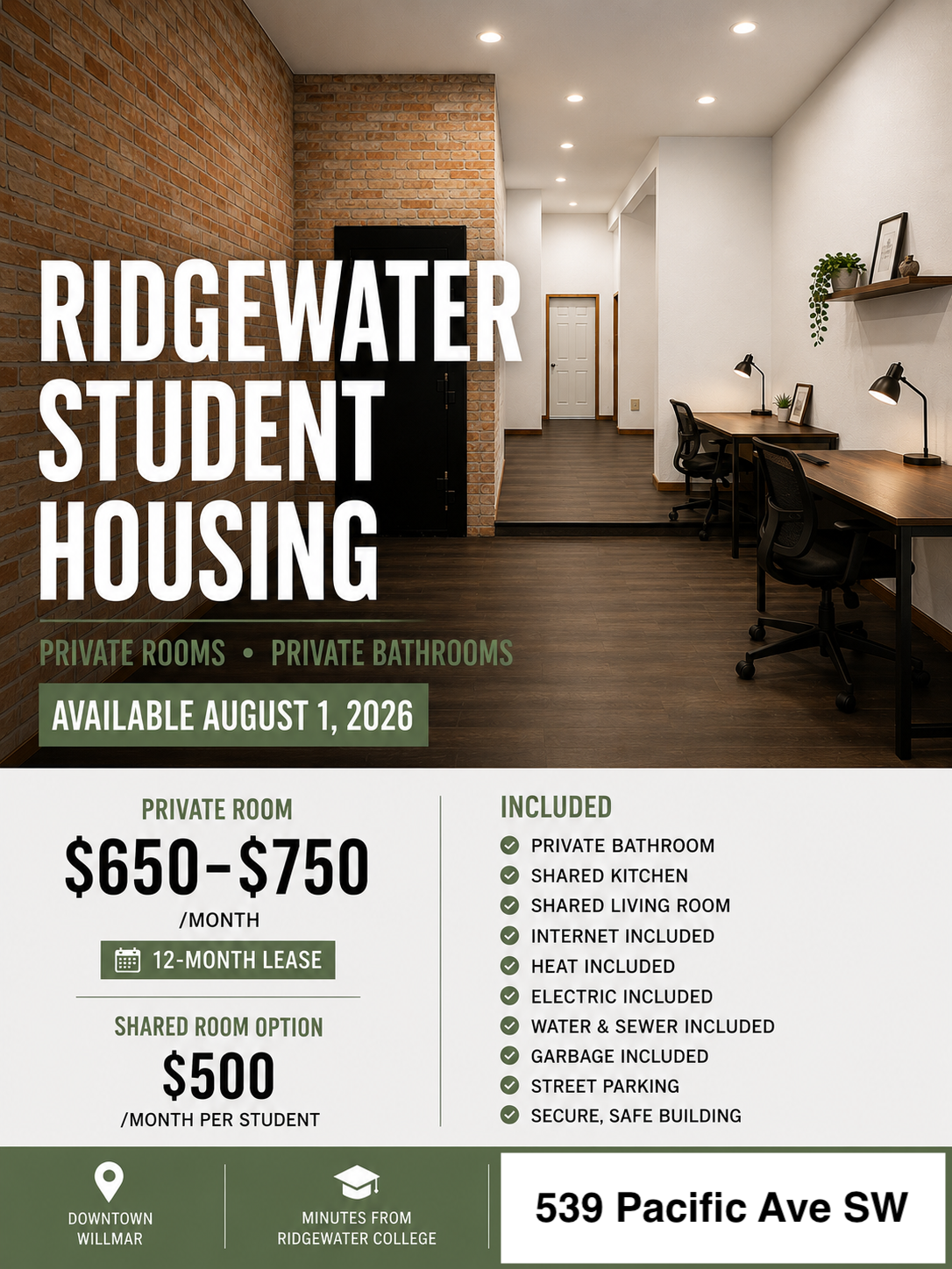 539 Pacific Avenue Southwest, Unit STUDENT Willmar, MN 56201 - Photo 1 of 43