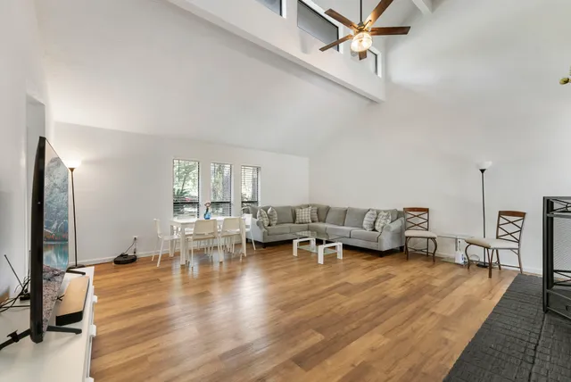 a living room with furniture