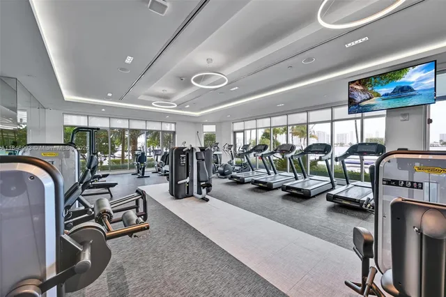 a view of a room with gym equipment