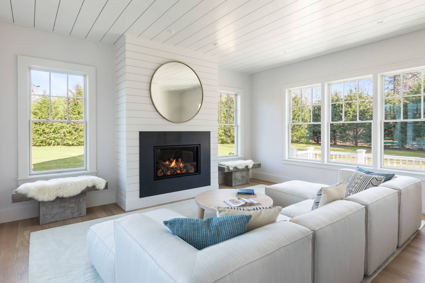 7 Fieldview Lane East Hampton, NY 11937 - Photo 26 of 43 a living room with furniture a window and a fireplace