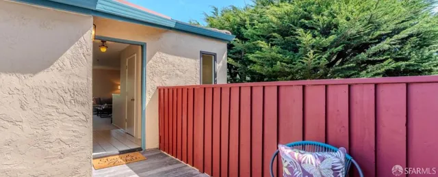 a view of a wooden door