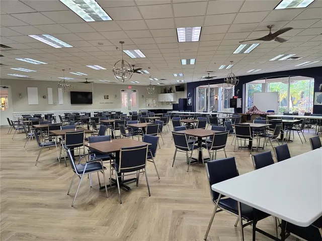 a view of a dining area with furniture
