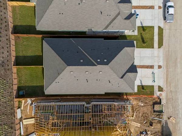 an aerial view of a house