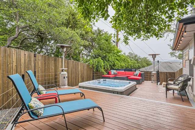 a backyard of a house with seating space