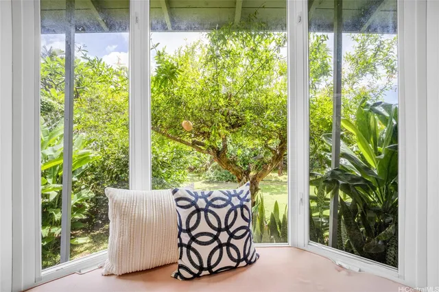 a view of a glass door and porch