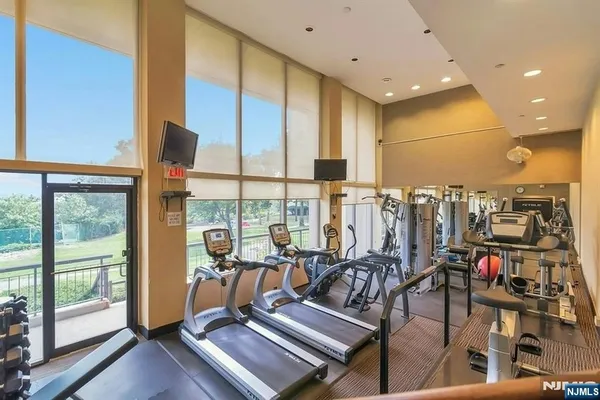 a view of a room with gym equipment