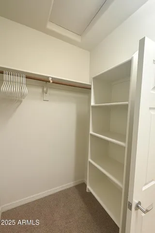 a view of an empty walk in closet