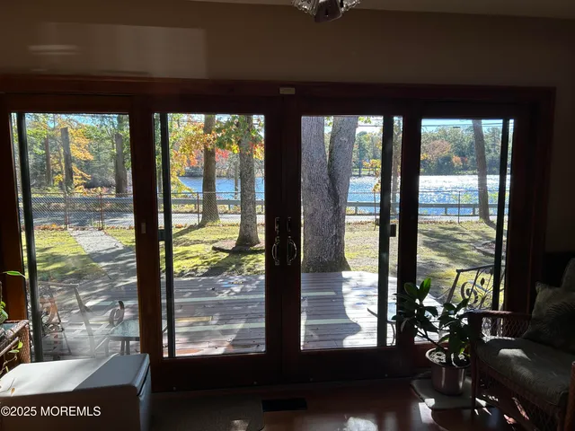 a view of a porch with a furniture