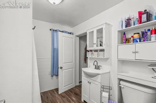 a bathroom with a sink a vanity and a toilet