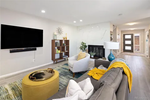 a view of balcony with furniture