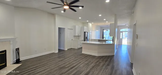 a view of room with cabinets