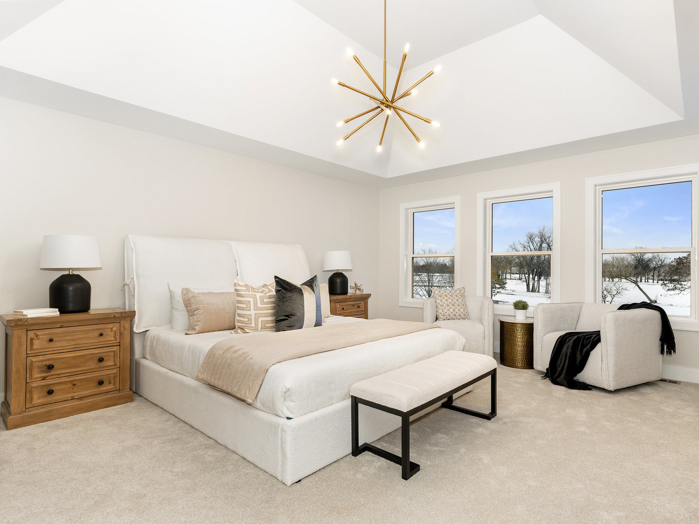 1519 77th Street Naperville, IL 60565 - Photo 38 of 44 a bedroom with a bed and a chandelier