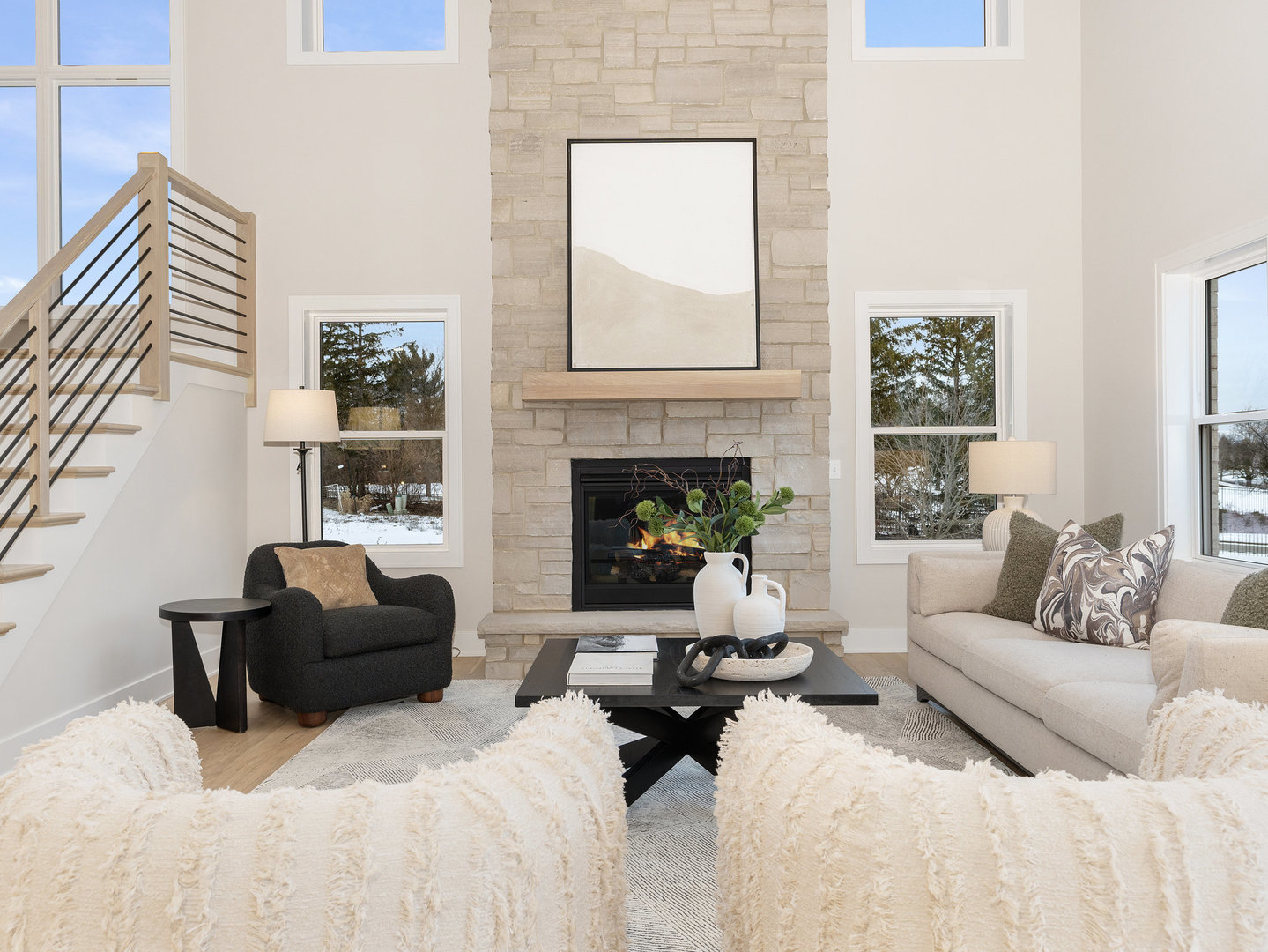 1519 77th Street Naperville, IL 60565 - Photo 6 of 44 a living room with furniture two window and a fireplace