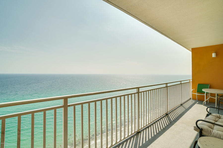 17739 Front Beach Road, Unit 1902W Panama City Beach, FL 32413 - Photo 19 of 30 a balcony with wooden floor