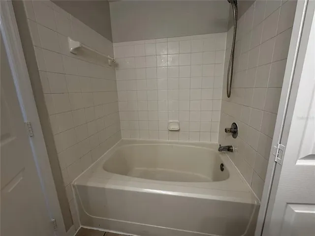 a bathroom with a bathtub