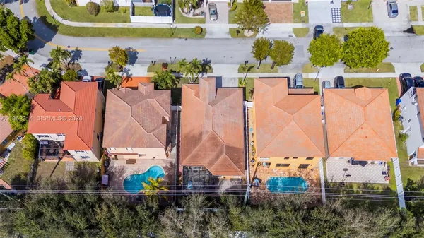 an aerial view of multiple house