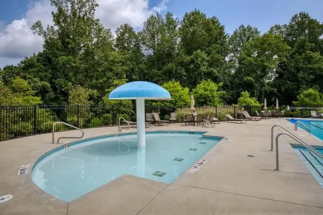 an outdoor view with patio