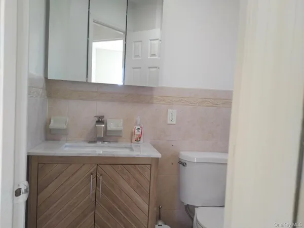 a bathroom with a sink a toilet and a vanity