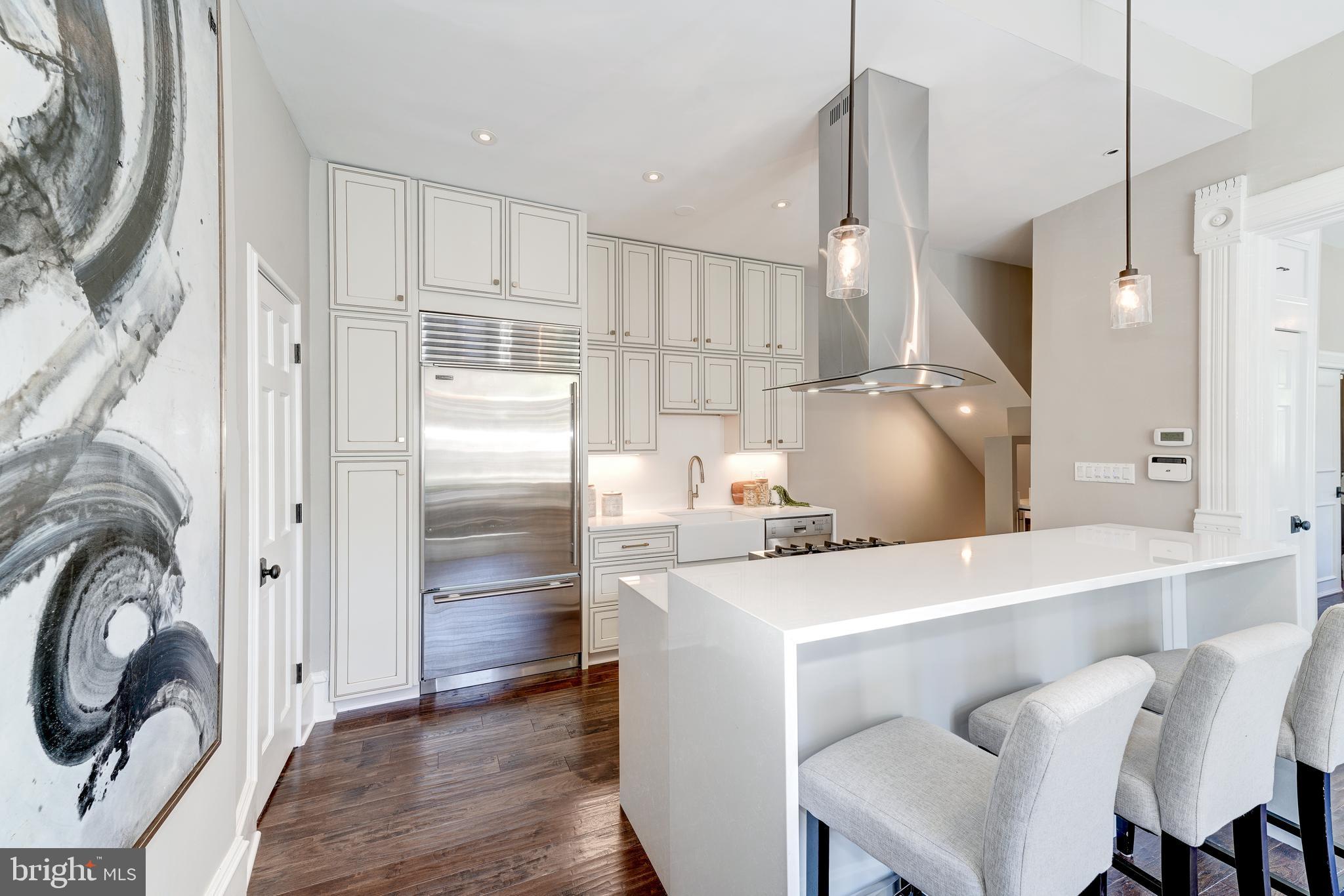 1302 R Street Northwest, Unit 1 Washington, DC 20009 - Photo 13 of 45 Subzero refrigerator-freezer&pedestal lights shine