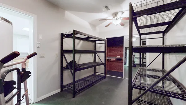 a view of a swimming pool with an outdoor space