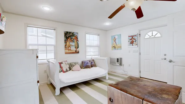 a view of a park with swings