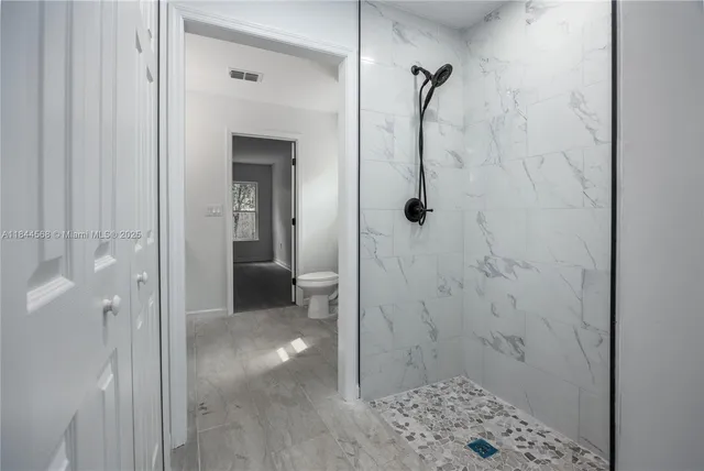 a bathroom with a shower