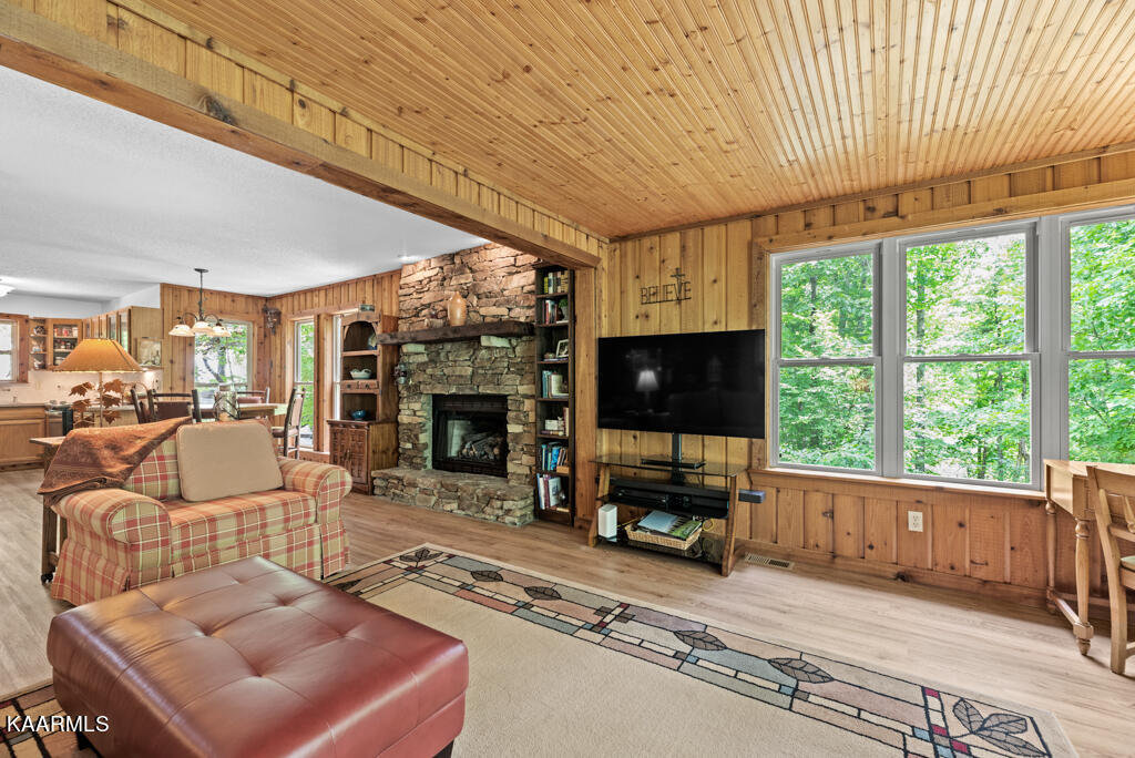 411 Laurel Road Townsend, TN 37882 - Photo 14 of 46 Great room with Stone Fireplace